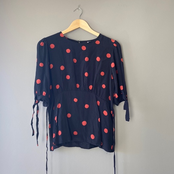 Nobody’s Child Black and Red Polka Tie Top - Picture 2 of 5